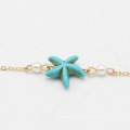 Shangjie OEM Summer Turquoise Starfisf Pearl Simple Anklet Braclets Opal Cheklets Mini Heart Anklets